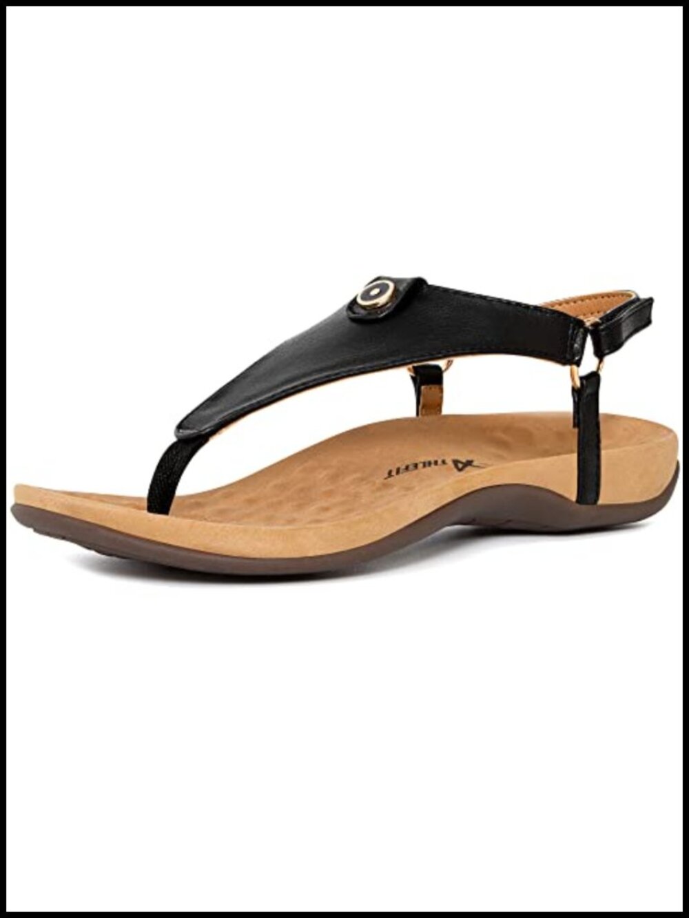 Women's Orthopedic Sandals with Arch Support, Adjustable T-Strap Flat Sandals